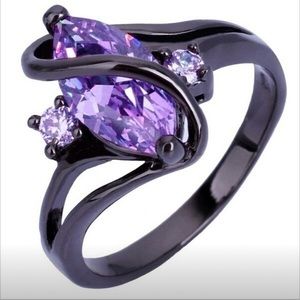Amethyst Black Banded S Ring